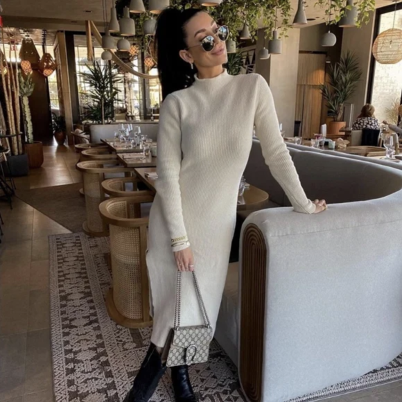 Oatmeal Knit Midi Dresses
